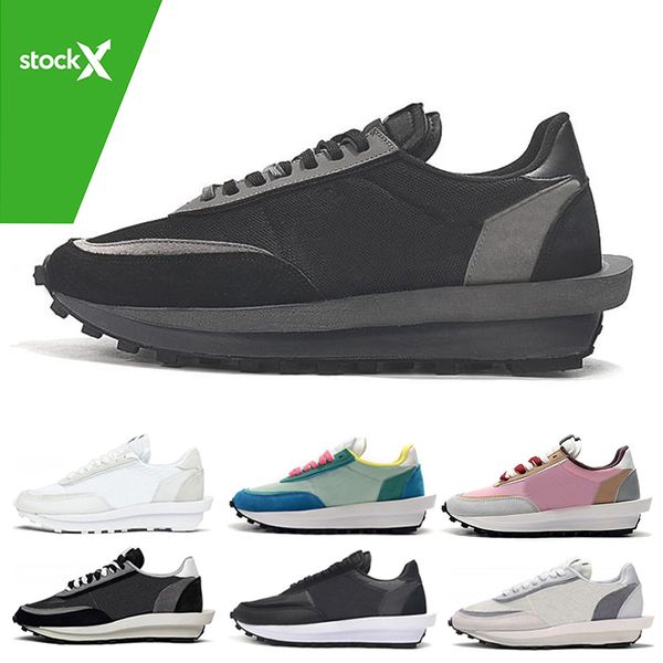 

stock x sacai ld waffle ldv running shoes for men women black white nylon green blue multi mens trainers fashion sports sneaker runner