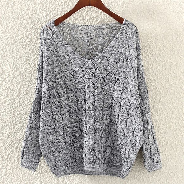 

women's new solid color base sweater hollow out bat long sleeve loose collar sweater thick warm winter, White;black