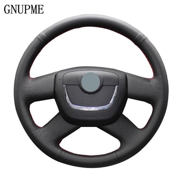 

artificial leather black car steering wheel cover for octavia superb 2012 2009-2013 fabia octavia a5 2012 2013