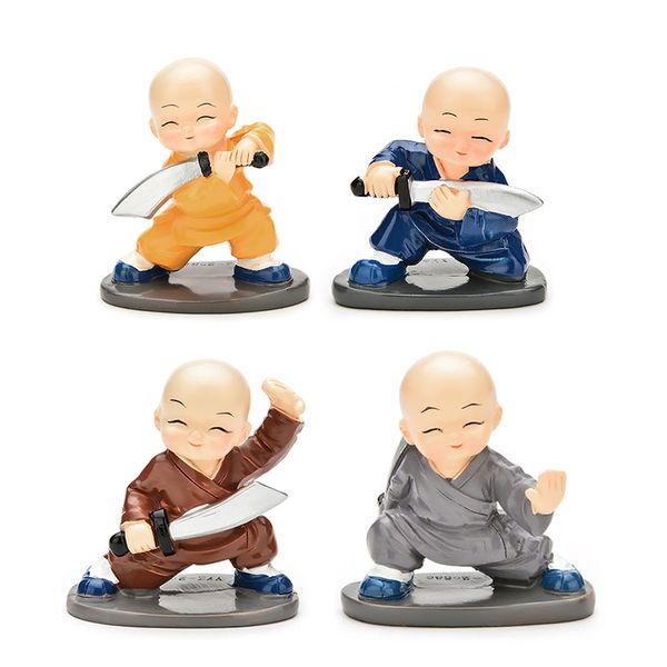 

car seat decor ornament 4pcs/pack colorful adorable maitreya buddha traditional chinese resin kongfu monk for office home car