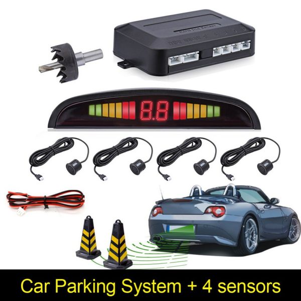 

car auto led parking sensor with 4 sensors reverse backup car parking radar monitor detector system back light display