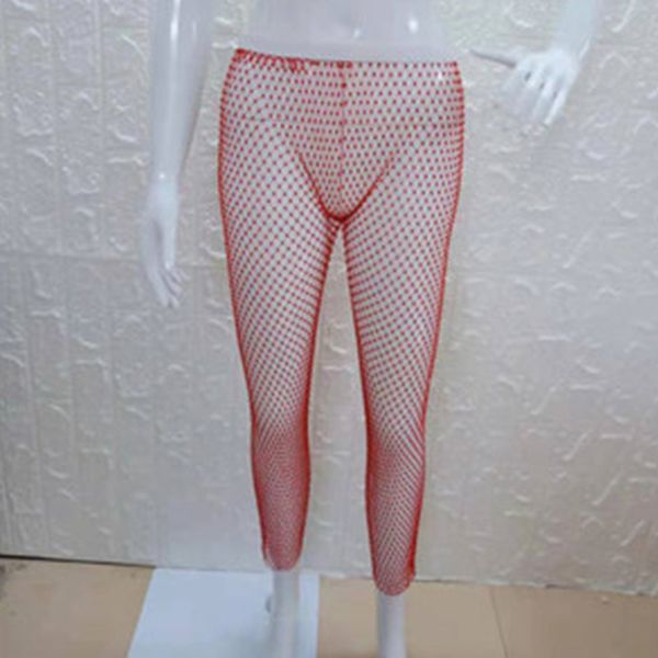 red fishnet pants