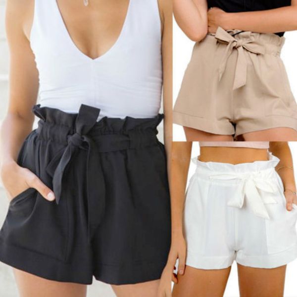 

summer lady women casual shorts high waist short fashion, White;black