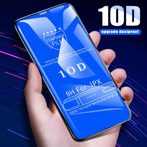 

10D Защитная пленка с полным покрытием 9H Закаленное стекло Защитная пленка из углеродного волокна для iPhone X 6 6s 7 8 Plus Xs Max