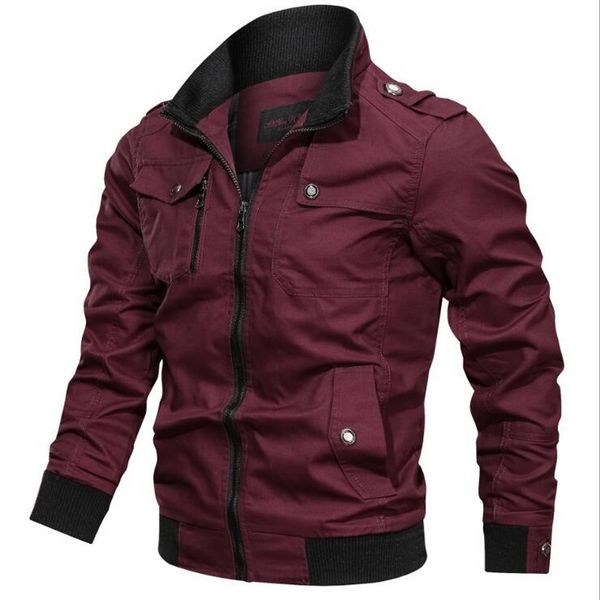 

2019 men safari style jacket cotton windbreaker pilot coat army men's bomber jackets cargo flight jacket male coat, Black;brown
