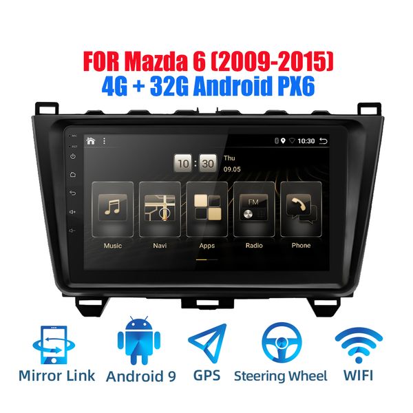 

2din android 9.0 ouad core px6 car radio stereo for madza 6 2009-2015 gps navi audio video player wifi bt hdmi dab