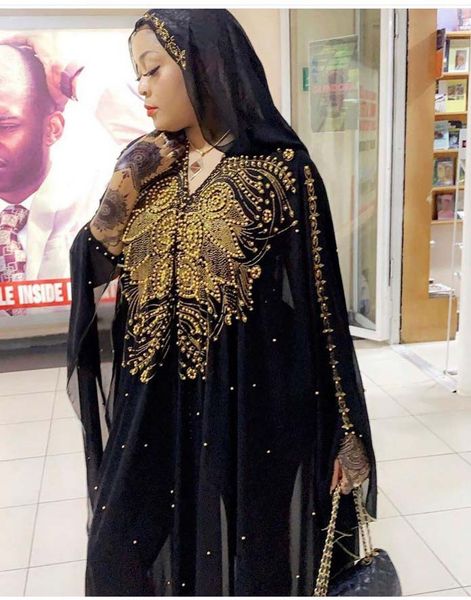 

plus size african dresses for women dashiki diamond beads african clothes abaya dubai robe evening long muslim dress hooded cape, Red