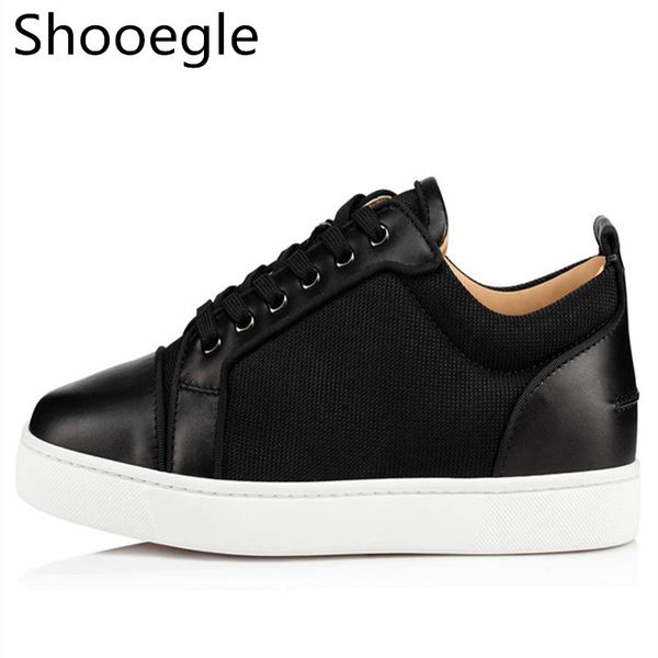 

spring lace up patchwork leather men casual shoes black breathable low sneakers runway chaussures hommes