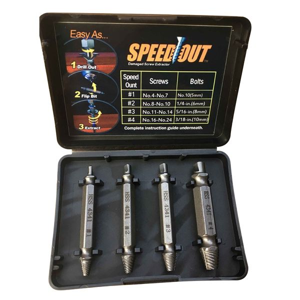 

4pcs screw extractor drill bits guide set broken damaged bolt remover speed out