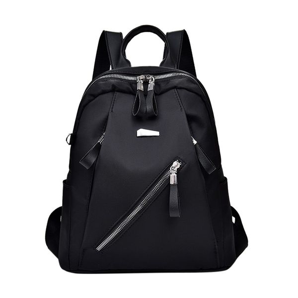 

waterproof backpack women's outdoor simple leathe zipper contrast color large capacity ladies shoulder bag fashion travel bags