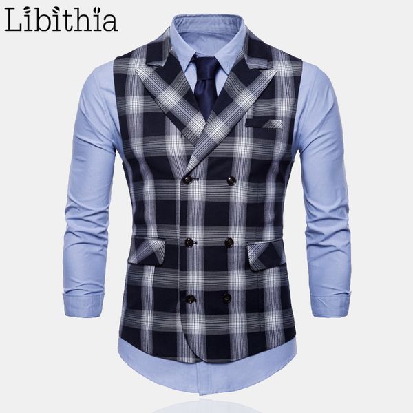

luxury mens casual plaid suit vest all-season plus size m-4xl fashion waistcoat men green red black t164, Black;white