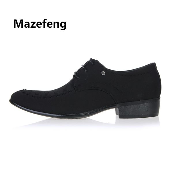 

fashion 2019 spring autumn men dress shoes business male leather shoes solid men cloth cover slip-on pointed toe, Black