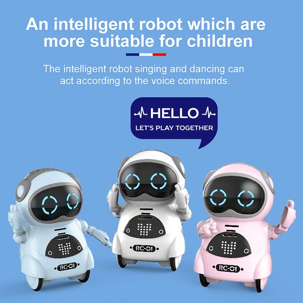 

939a pocket rc robot talking interactive dialogue voice recognition record singing dancing telling story mini rc robot toys gift 7339044