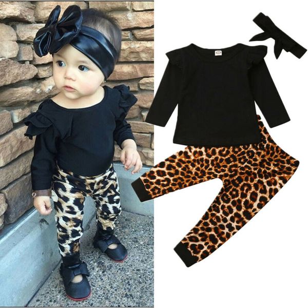 

baby girl set младенец дети baby girl топы футболка блуза леопард брюки костюмы одежда set, Pink;blue