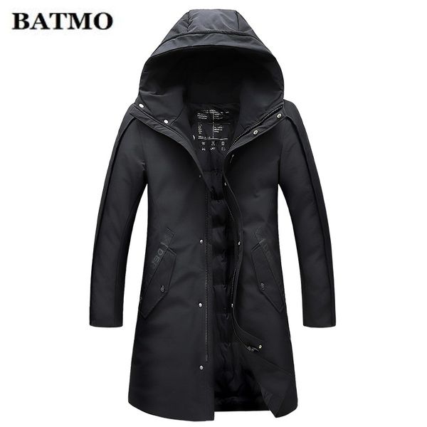 

batmo 2019 new arrival white duck down hooded jackets men,men's keep warm long parkas down jackets,big size l-4xl, Black