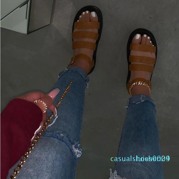 

новые летние женщины сандалии с открытым носком пряжкой и платформы ручной моды удобные сплошной цвет дикие плюс размер сандалии l24, Black