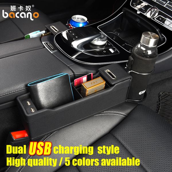 

usb car seat organizer crevice storage box bag cup drink holder auto gap pocket stowing tidying for interior accessories