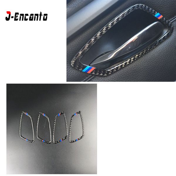 

carbon fiber car interior door handle cover trim door bowl stickers decoration for bmw e90 3series 2005-2012 car accessories