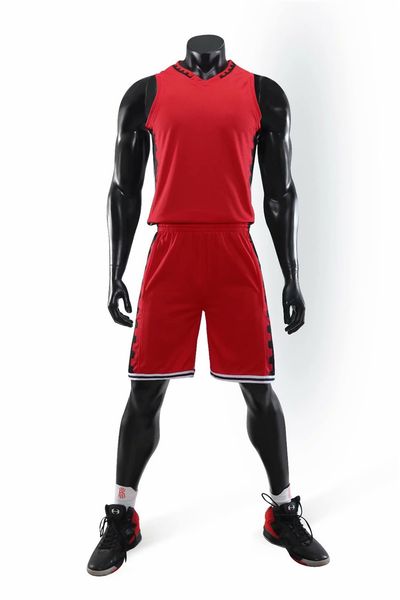 

new style basketball uniform sets sports jersey for men 49, Black;red