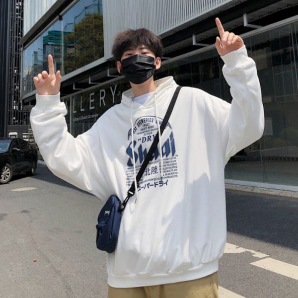 

men's sweatshirt 2019 autumn and winter new long sleeve joker student loose sweatshirt class service youth trend men's wear, Black