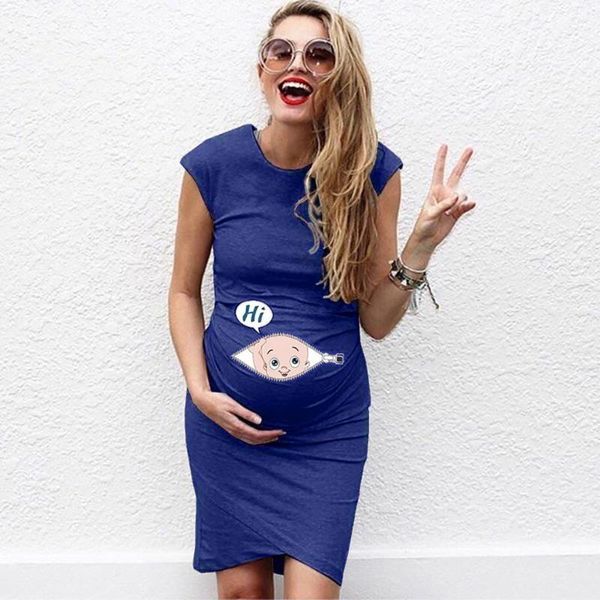 

women's dresses summer sleeveless pregnancy maternity dress cartoon letter print dress nusring clothes for women drop shipping, White