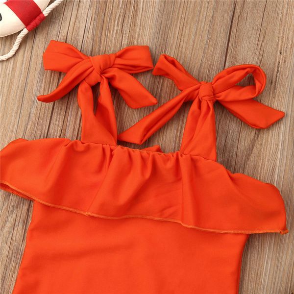

2019 fashion summer solid newborn kids baby girls solid bikini swimwear swimsuit beachwear cute suit strap holiday bathing, White