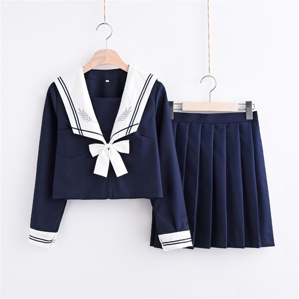 

japanese jk uniforms orthodox high-quality wind navy sailor suit class service uniforms school female college costume, Silver