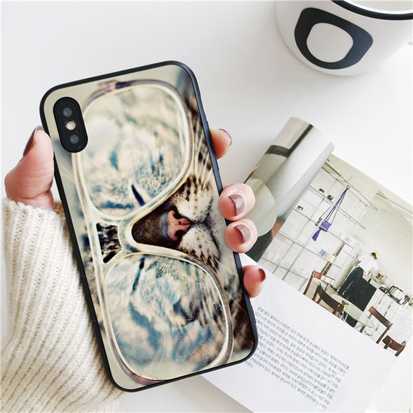 

coque sunglass cat cover for iphone 11 pro xs max xr case for iphone 8 7 6s plus 5s se 5 case soft silicone cover.