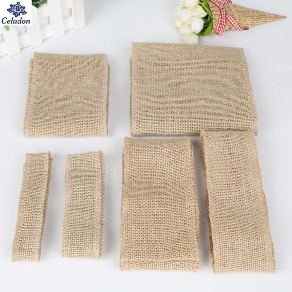 

width 2.5-15cm 5m natural jute hessian burlap ribbons for diy wedding party chair bands vintage home decorations 6 size