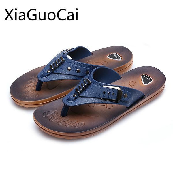 

casual new summer men's flat flip flops beach clip male casual slippers british tide slip wearable mens flip flops, Black