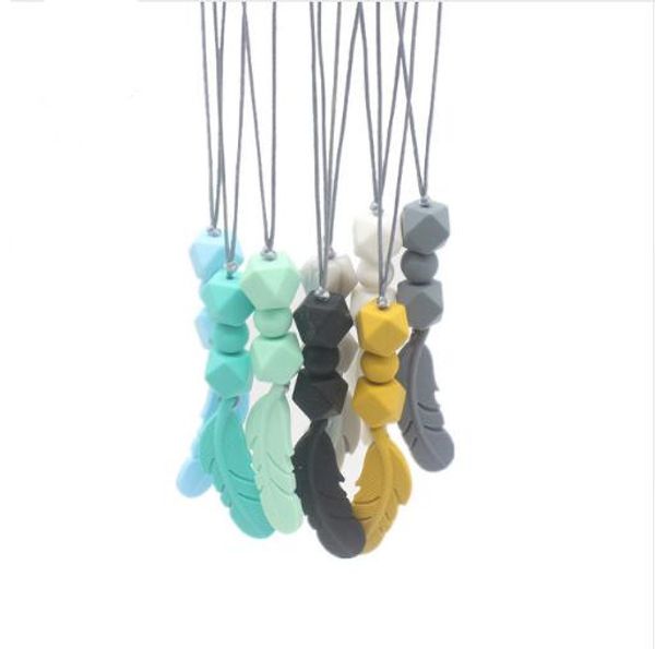 

1 шт. силиконовые бусы прорезывания зубов ожерелье пищевой мама ювелирные изделия для ребенка прорезывания жевательных перо подвеска детские