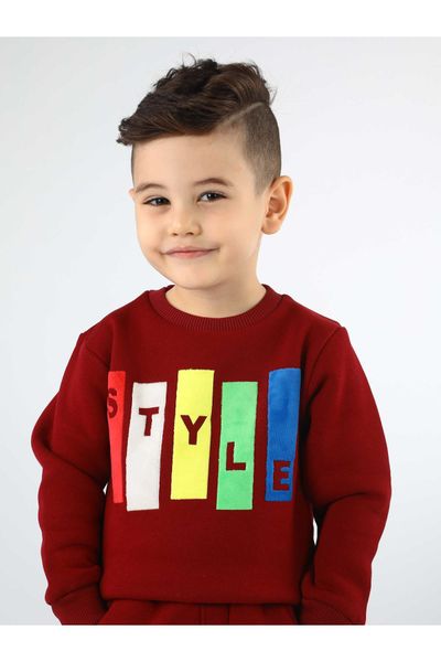 

burgundy winter male child sweatshirt, Black