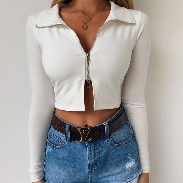 

sanhuaz 2019 winter autumn women's jackets casual turn-down collar long sleeve zipper cardigans slim women short jackets, Black;brown