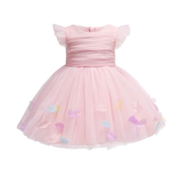 

2019 new pink baby girl dress party first birthday dresses princess baby dress evening clothes ceremony b103, Red;yellow