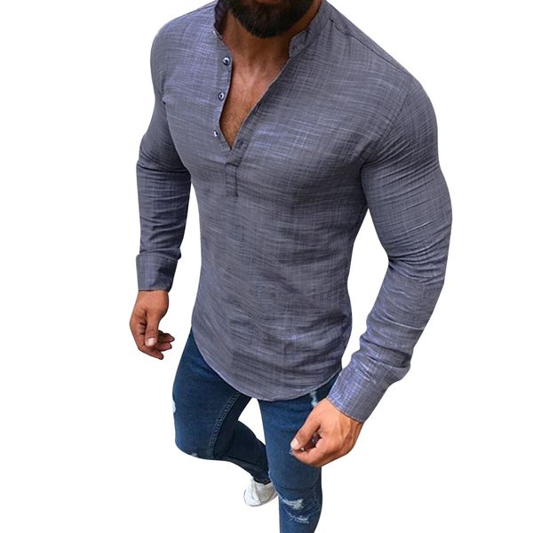 

men's shirt linen long sleeve v neck button up shirts male casual business fit blouse shirt, White;black