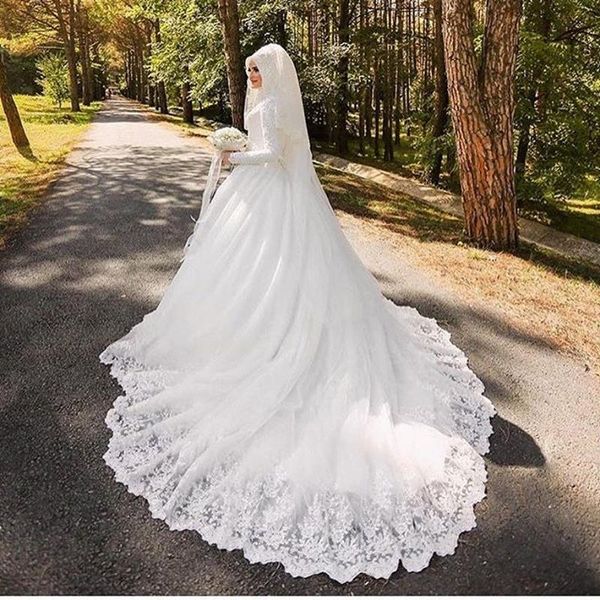 

в 2019 году новый vestido де noiva халаты де mariage арабские мусульмане роскошные красивые с длинным рукавом свадебное платье vestidos де ф, White