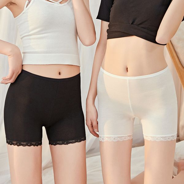 

lace modale safety pants anti-wear off, large size cotton crotch lady's safety pants wear underpants, Black;pink
