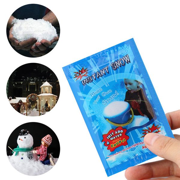 100 Stück/Lose Weißer Schnee für Weihnachten, Hochzeit, gefälschter magischer Sofortschnee, flauschige, superabsorbierende Dekorationen, Baumschneepulver