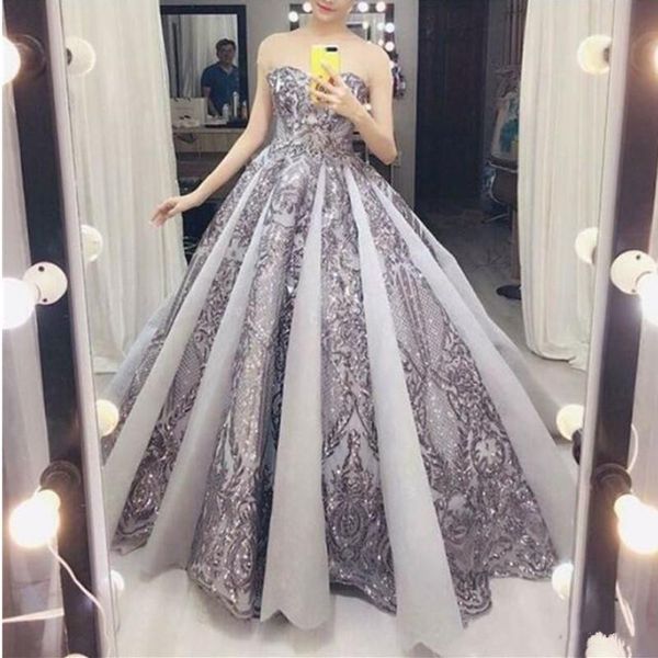 

2019 sweetheart grey prom dress lace appliques beading sleeveless formal evening gowns with ruffles tulle party dress, Black