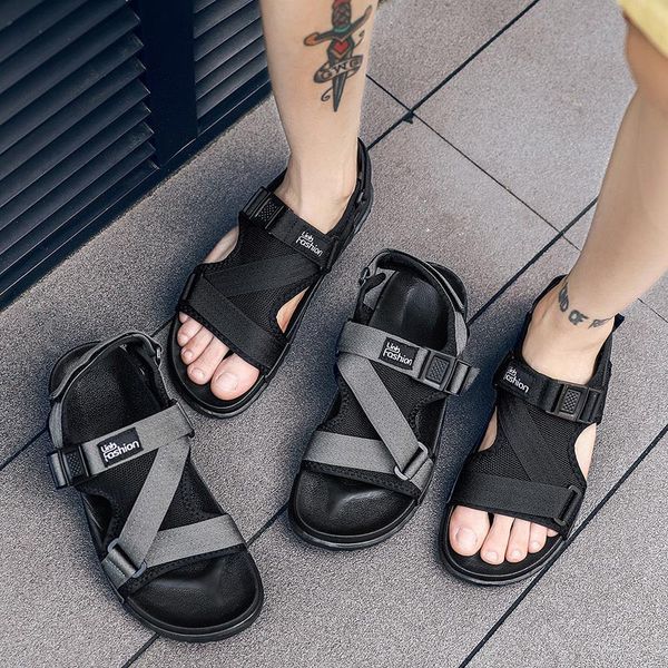 

men sandals gladiators casual roman shoes outside breathable mens sandals summer comfortable light sandalias hombre plus size 50, Black