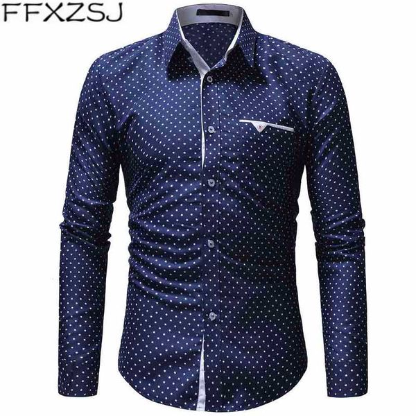 

ffxzsj марка мужчина рубашки вскользь длинных рукава печатной рубашки slim fit мужского социальный бизнес платье бренд мужская одежда, White;black