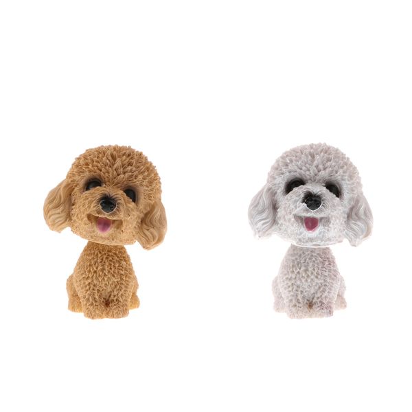 

2 шт тряска качающейся головой собака модели автомобиля орнамент plushteddy игрушки коричневый/белый