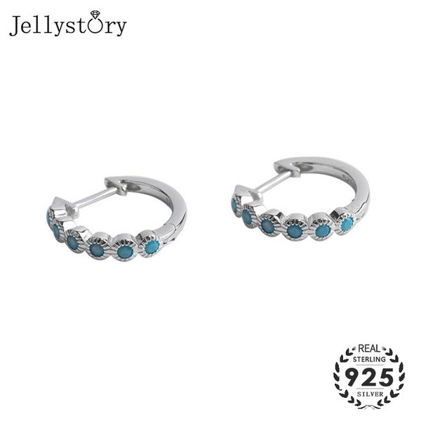 

jellystory fashion female earrings 925 sterling silver round shaped sapphire stud earring jewelry for wedding promise party gift, Golden;silver