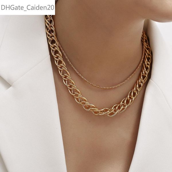 

multi layer curb cuban thick choker necklace for women punk gold color chunky twisted short collar necklaces jewelry, Silver