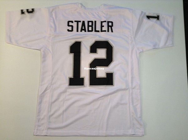 

retro unsigned custom sewn stitched #12 ken stabler white mitchell & ness jersey men's football jerseys college ncaa, Black;red