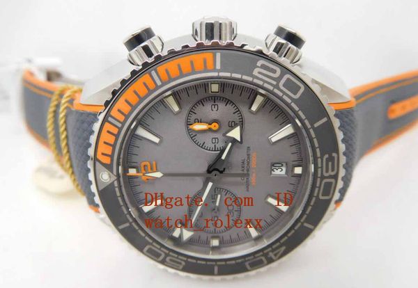 

men's jh factory v3 edition planet ocean chronograph 3:00 grey dial, grey subdial 9900 watch ceramic with orange rubbe, Slivery;brown
