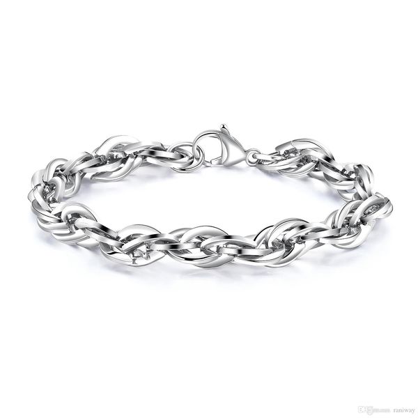 

unique 5.5mm 8.5mm wide stainless steel twrist rope chain wristband bracelets for men women high polish father's day gifts, Black