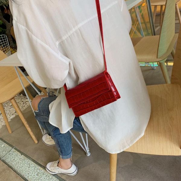 

acelure mini stone pattern crossbody bags for women black red pu leather small purses and handbags ladies shoulder bag