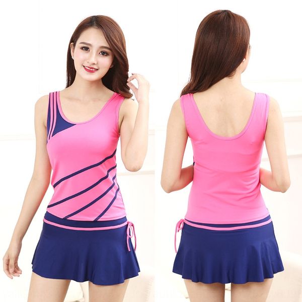 

sports two-piece skirt split flat angle simple conservative belly covering female swimsuit swimsuitstudent swimsuit female, White;black