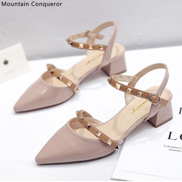 

горный завоеватель 2020 новые высокие каблуки женская обувь лодыжки ремни slingback женщины офис карьера сандалии повседневные свадебные нас, Black